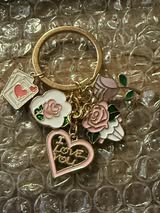 Key rings with metal charms.
