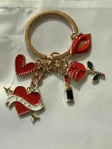 Key rings with metal charms.