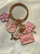 Key rings with metal charms.