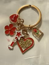 Key rings with metal charms.