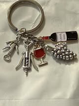 Key rings with metal charms.