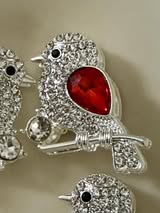 24mm metal bird bead with clear rhinestones and colored gem.