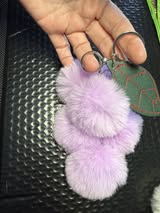 Pompom grape cluster key chain with lobster claw clasp