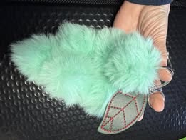 Pompom grape cluster key chain with lobster claw clasp