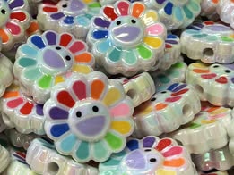 20mm fun smiling rainbow flower beads