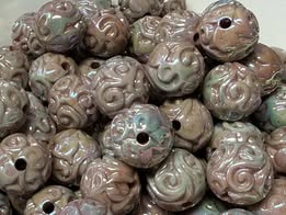 16mm engraved swirly bead