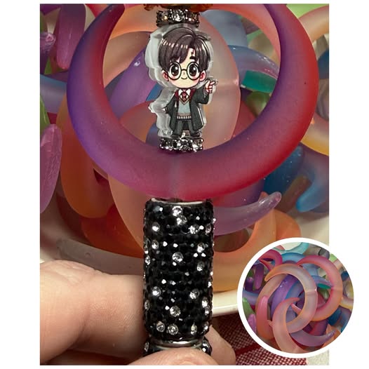 44mm ombré moon bead with hole in bottom