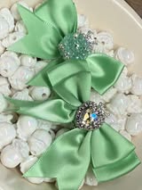 60mm satin bow with large gem heart a sugar bead with a stunning crown.