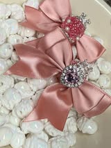 60mm satin bow with large gem heart a sugar bead with a stunning crown.