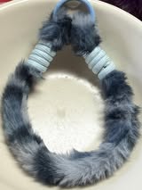 11” faux fur leopard wristlet keychain with color match spring clip hardware