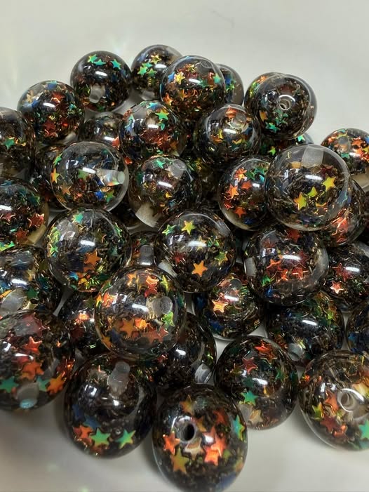16mm resin bead with holographic stars