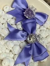 60mm satin bow with large gem heart a sugar bead with a stunning crown.
