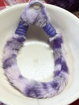 11” faux fur leopard wristlet keychain with color match spring clip hardware