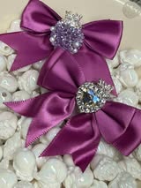 60mm satin bow with large gem heart a sugar bead with a stunning crown.
