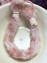 11” faux fur leopard wristlet keychain with color match spring clip hardware