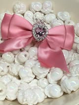 60mm satin bow with large gem heart a sugar bead with a stunning crown.