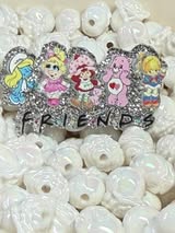 Badge reel acrylic flatbacks Lisa Frank, Sesame Street, Strawberry Shortcake, My little pony, Rainbow bright, Power Puff Girl