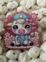 Acrylic badge reel flatbacks:  Healthcare, Dental, Fire Fighter, Police, EMT & School