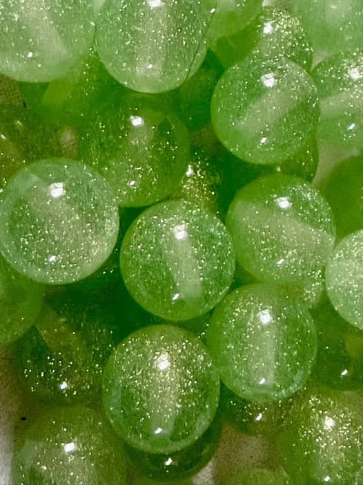 16mm resin gold glitter beads