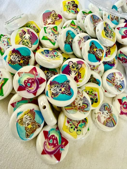 24mm lisa frank design bead