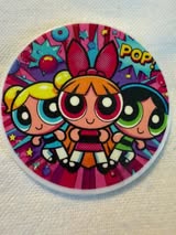 Badge reel acrylic flatbacks Lisa Frank, Sesame Street, Strawberry Shortcake, My little pony, Rainbow bright, Power Puff Girl, Care Bears, and Pooh