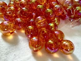 16mm Clear colored  beads with luminous glitter