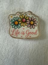Acrylic focal beads: Happy
