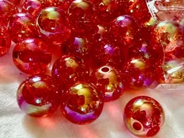 16mm Clear colored  beads with luminous glitter