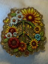 Acrylic flatback: happy, peace, hippie, inspirational