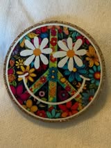Acrylic flatback: happy, peace, hippie, inspirational