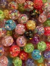 16mm chunky glitter filled with holographic material resin beads.