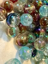 16mm Electroplated Resin Beads with Glitter & Roses | Fluffy Stuff VT