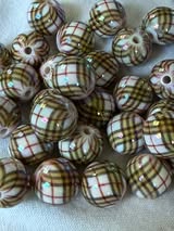 16mm brown plaid bead