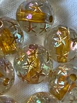 16mm UV Coated Etched Star Beads with Gold Accents | Fluffy Stuff VT