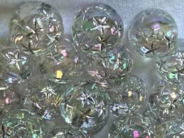 16mm UV Coated Etched Star Beads with Gold Accents | Fluffy Stuff VT