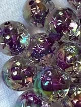 16mm UV Coated Etched Star Beads with Gold Accents | Fluffy Stuff VT