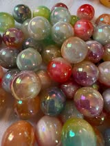 16mm ombre resin electroplated mica cats eye.beads