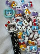 14mm Kitty 3D Double Sided Acrylic Beads: