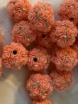 Fancy 20mm 3D flower and rhinestone beads