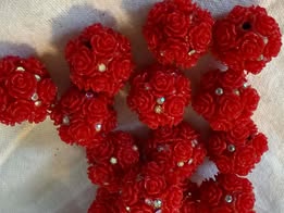 Fancy 20mm 3D flower and rhinestone beads