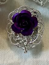 30mm Acrylic Roses Brooch with Rhinestone Leaf | Fluffy Stuff VT