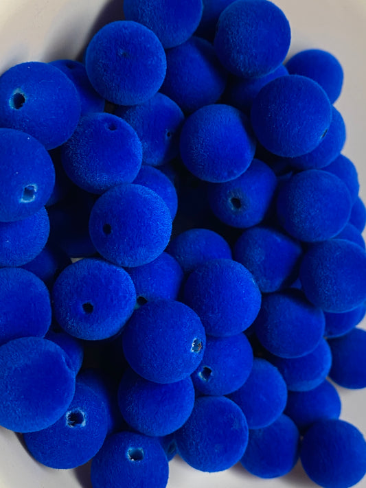 16mm bright royal blue velvet beads