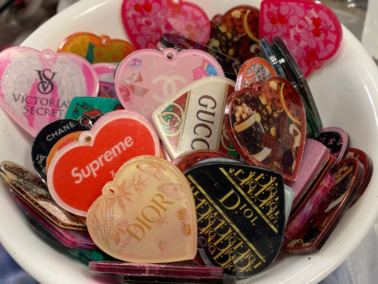 Double sided 4cm large variety designer pendant heart acrylics