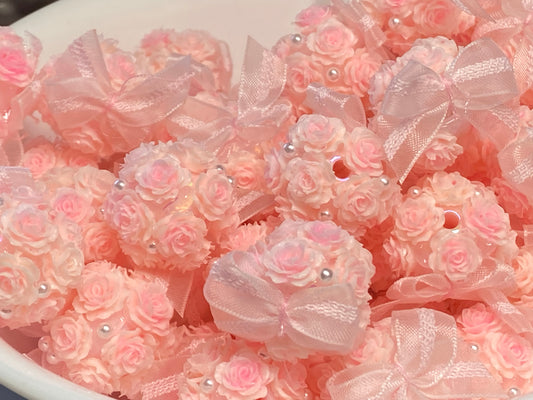 22mm rose with bow and pearl