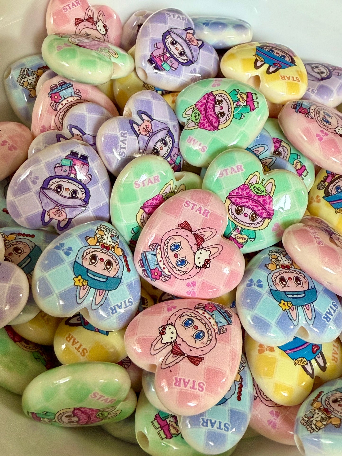 22mm Labubu heart bead