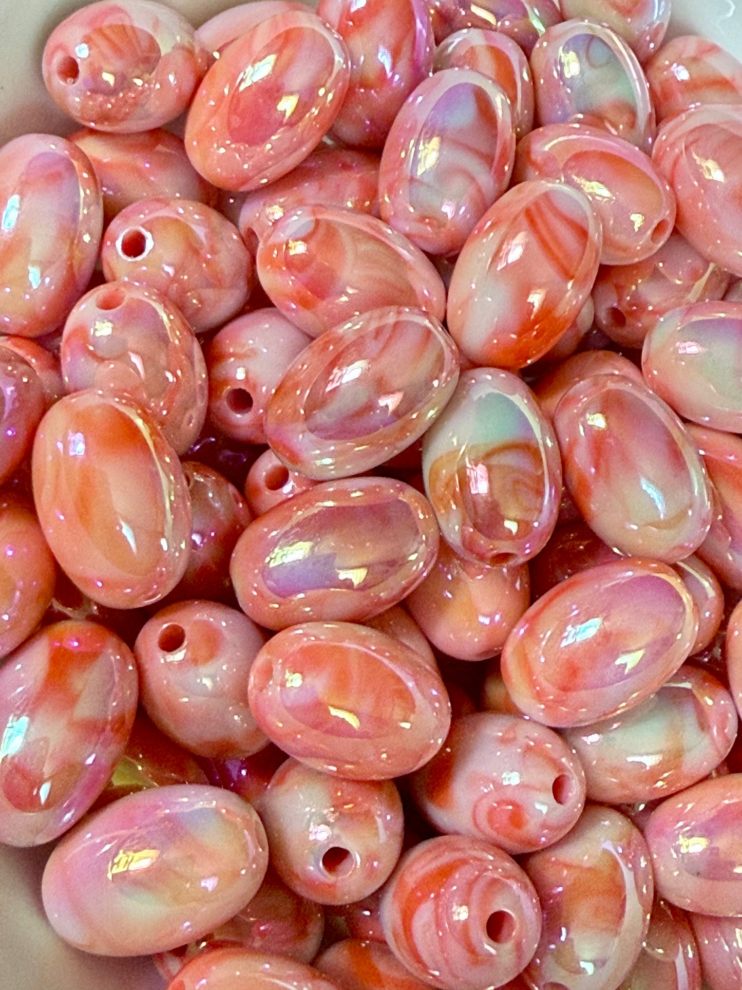 18mm oval marbled beads