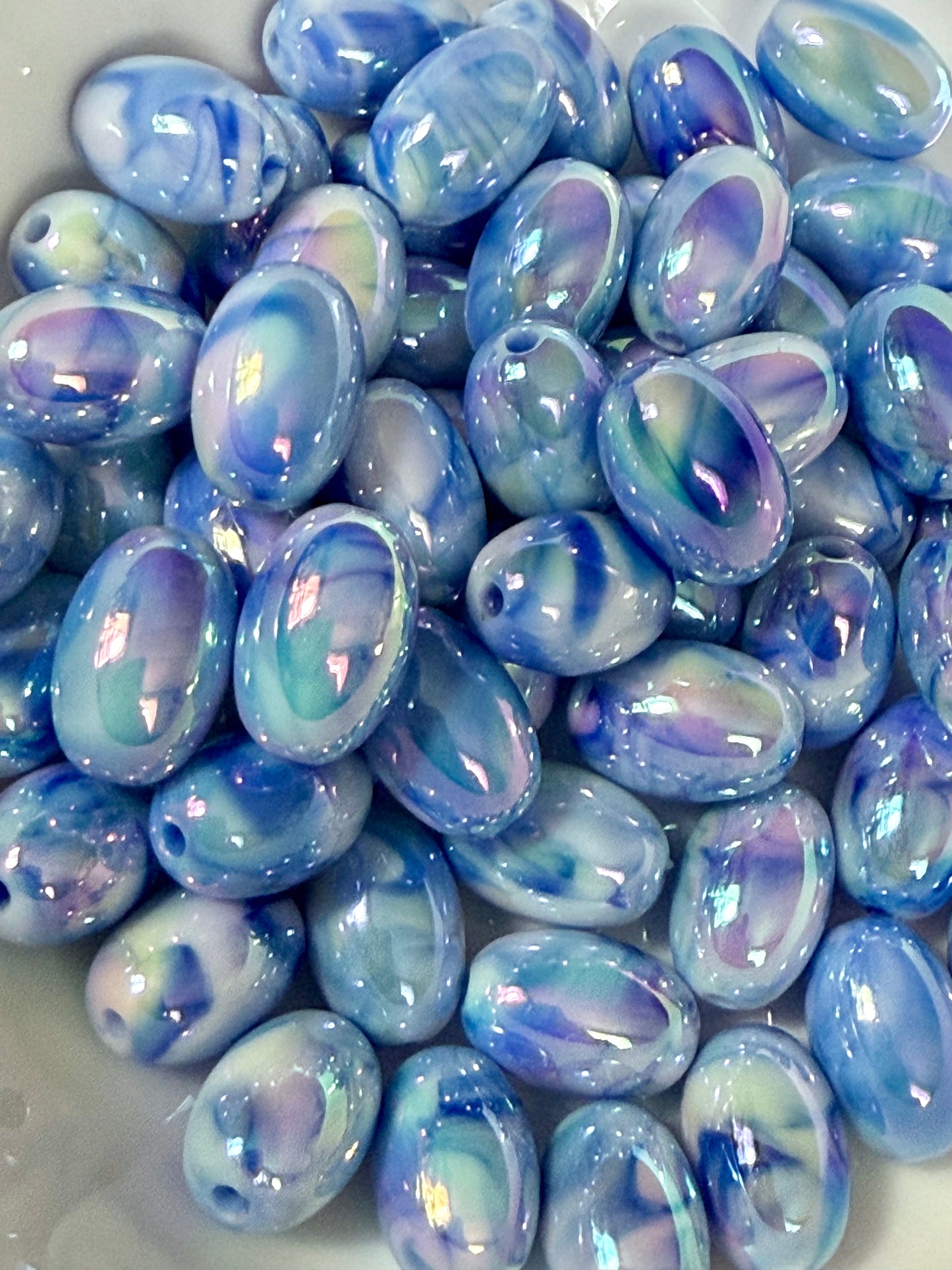 18mm oval marbled beads