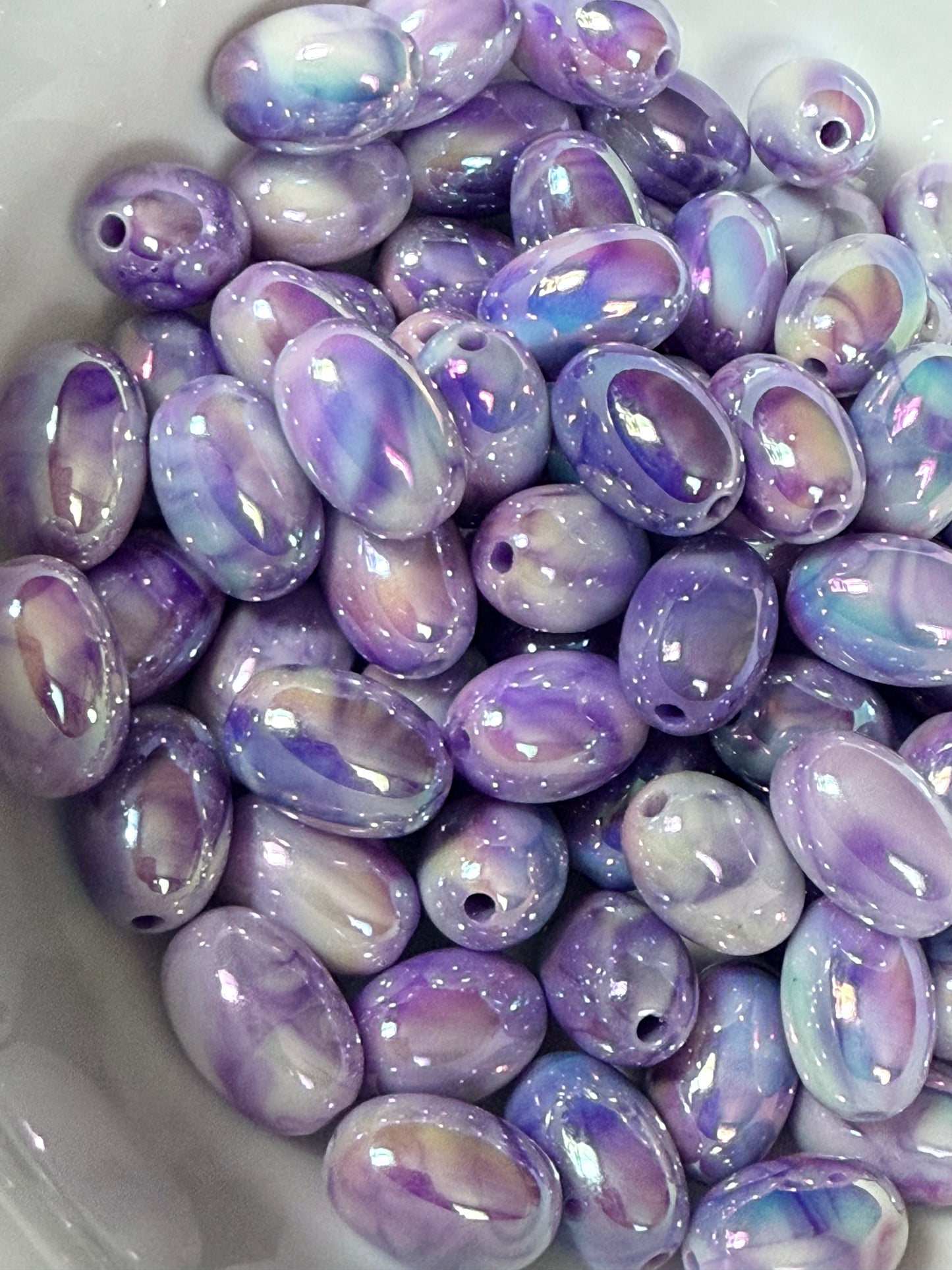 18mm oval marbled beads