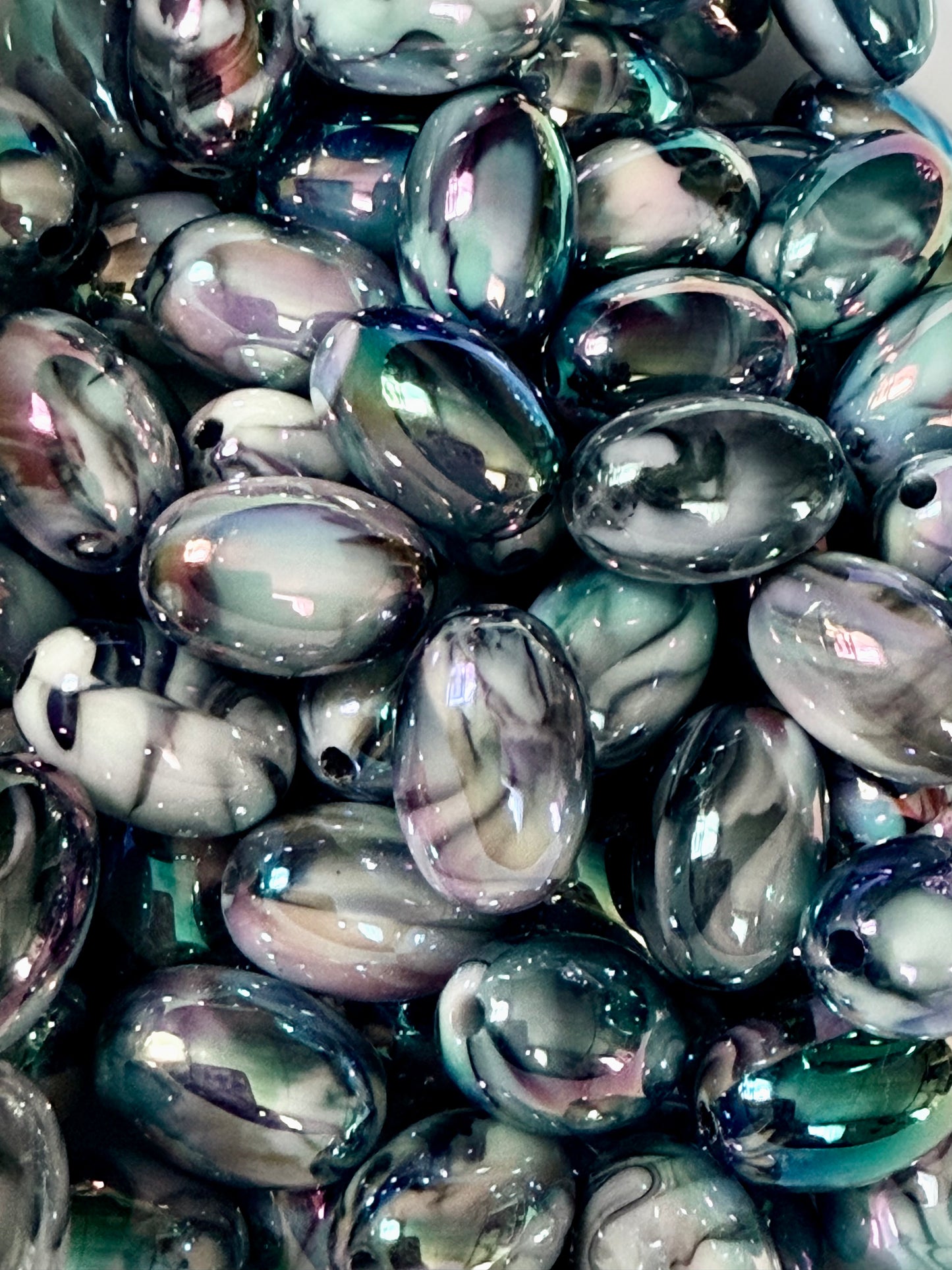 18mm oval marbled beads