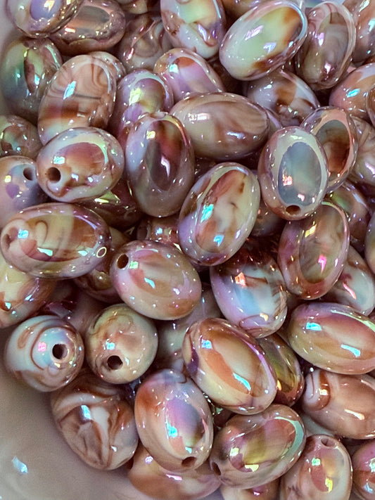 18mm oval marbled beads